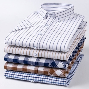 <span class=keywords><strong>Chemise</strong></span> à manches courtes à <span class=keywords><strong>carreaux</strong></span> pour <span class=keywords><strong>homme</strong></span>, en tissu Oxford délavé, décontractée, cardigan, col boutonné, pour papa, <span class=keywords><strong>chemise</strong></span> à demi-manches - Product Image 3