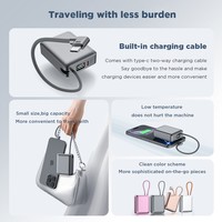 Dernière 10000mAh plus petite banque de puissance en aluminium PD20W batterie externe chargeur portable batterie externe à écran LED avec câble de type C intégré