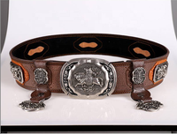 Cinturón Mongol de piel de vaca pura para hombre, accesorio tradicional, Retro, étnico, Túnica mongola
