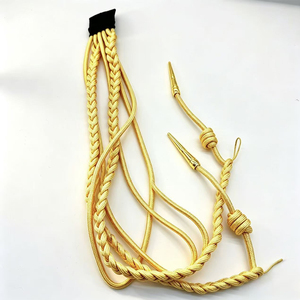 DF906 Écharpe tissée à la main en fil d'or et d'argent, Écharpe d'honneur pour garde d'honneur, Cordon de sifflet, Écharpe dorée, Sangle de décoration pour uniforme de cérémonie - Product Image 1