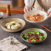 Nouveau Bol Minimaliste en Grès pour Nouilles, Bol Plat, Bol à Salade de Légumes pour Restaurant, Assiette à Fruits Domestique, Bol Créatif