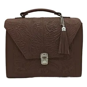 Bolso de Viaje Fana de Cuero Vacuno con Estampado Floral, Cierre de Broche y Asa Superior, para Mujer Adulta - Product Image 3