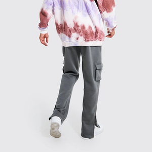 2023 Wholesale Custom Color Fashion High Quality <strong>Men's</strong> <strong>Tall</strong> Ribbed Pocket Loose Cargo Split Hem Button <strong>Jogger</strong> - Product Image 2