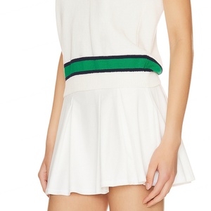 Robe de tennis mini pour femme à col en V, haut sans manches bicolore avec jupe plissée à séchage rapide, ensembles de vêtements de sport actifs - Product Image 3