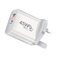 Adaptateur de chargeur QC3.0 USB-A PD3.0 USB-C de haute qualité chargeur rapide 45W pour iPhone pour Samsung adaptateur de prises intelligentes EU/US/AU/UK
