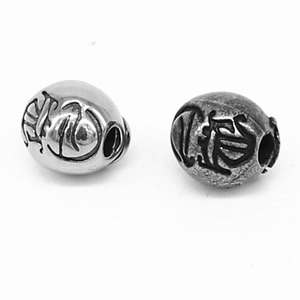 yunnique Retro Six Syllable Mantra 10mm Stainless Steel Bead Round <b>Spacer</b> For Bracelet Making Jewelry Findings Components - Product Image 3