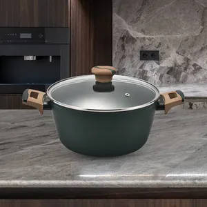 High Quality 24CM 2PCS Aluminum Cooking Pot Set Casseroles For Food Induction Bakelite/Wooden Nonstick Kitchen Tools Cooking Pot