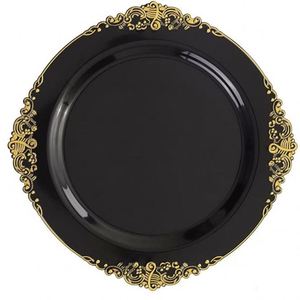 Black Gold Plastic Plates White Plastic Dinner Plates With Rose Gold Rim for Weddings & Parties & Shower - Product Image 4