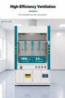 Hotte d'extraction de laboratoire tout acier anticorrosion avec rideau pour laboratoire pédagogique, vente en gros de mobilier scolaire