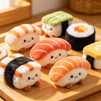 Porte-clés en peluche personnalisé Kawaii Sushi, vente en gros, pendentif souple réaliste en forme de saumon nigiri, cadeau anti-stress
