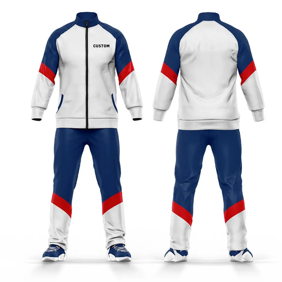 Tissu tricoté personnalisé combinaison de couleurs, vêtements de sport d'école, survêtements veste pantalon ensemble uniforme scolaire survêtements