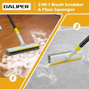 <span class=keywords><strong>Brosse</strong></span> à récurer avec manche de 50 "de long <span class=keywords><strong>Brosse</strong></span> à récurer les sols 2 en 1 avec raclette, brosses à récurer pour baignoire à carreaux rotatives à 180 ° - Product Image 3