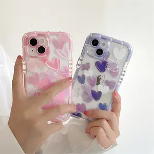 Luxury Luminous Bumber Phone Case For iPhone 13 Pro Max Fashion Love Heart Pattern Phone Cover For iPhone 12 11 Pro X XR XS Max