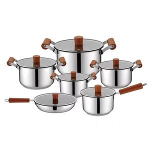 Stainless Steel <b>Cookware</b> <b>Set</b> 12 Piece Rust Proof With Glass Lids For Kitchen Cooking - Product Image 3