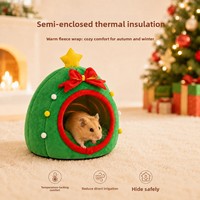 Nichoir semi-fermé festif pour petits animaux, nid douillet en polaire pour hamster, lapin ou ours doré, idéal pour jouer et se reposer, vente en gros