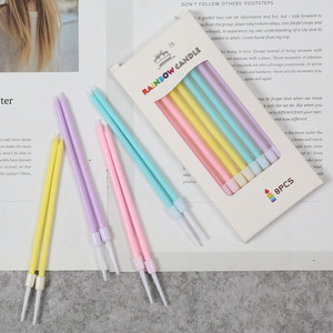 Rainbow Candle Pencil Shape Candles 8Pcs Birthday Party Decorations Gradient Color <b>Paraffin</b> Material - Product Image 2