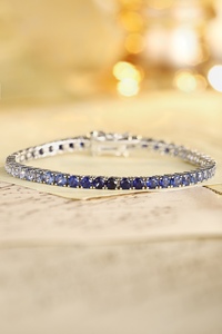 Anster Precio de Fábrica Pulsera de Tenis de Zafiro de Moda con Piedra <span class=keywords><strong>Mian</strong></span> de Forma Redonda de 7.5ct/7.85ct/8.5ct, Joyería S925, Personalizada - Product Image 3