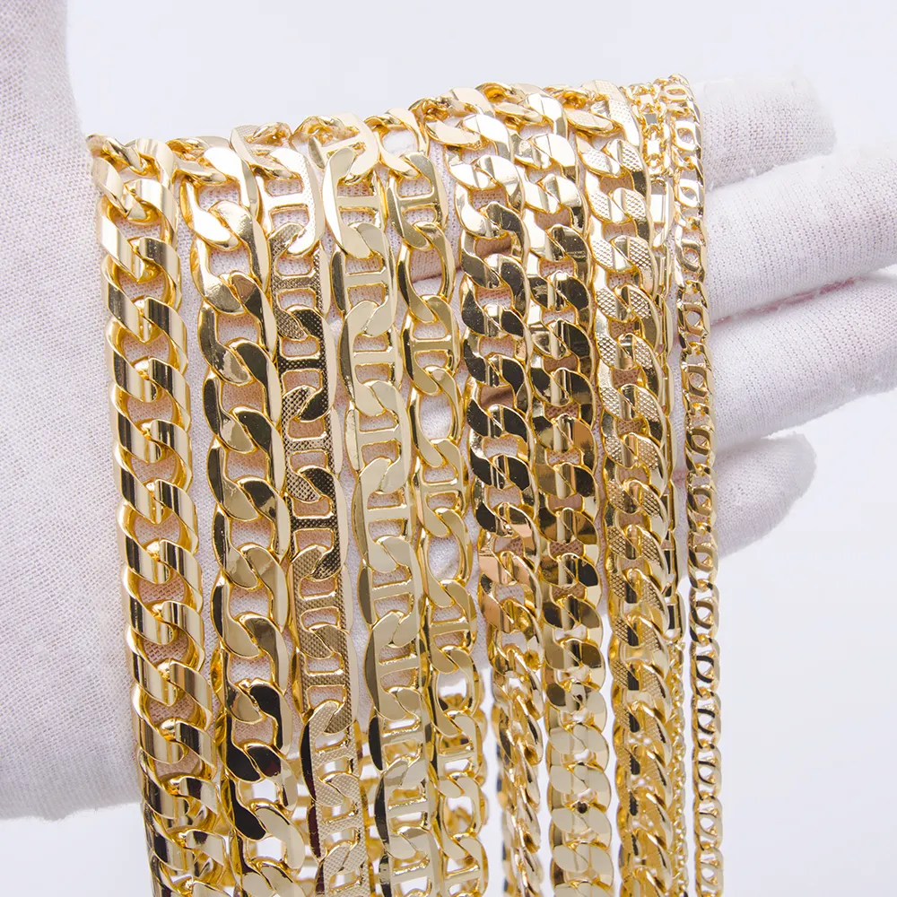 Men's golden chain Cuban chain men's fashion jewelry 18-24" link chain