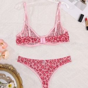Nouvel ensemble de lingerie sexy à pois pour le commerce transfrontalier, ensemble de soutien-gorge en dentelle ultra-fine et transparente. - Product Image 2