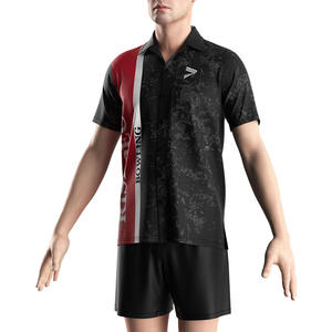 Camisa de bolos de manga corta con estampado de entrenamiento OEM botones camisas casuales para hombres - Product Image 5