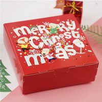 Kotak Kue Natal Persegi Cetak Kartun Selamat Natal Kemasan Hadiah Cokelat Nougat Kotak Kardus Kustom