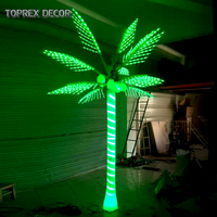 Palmera Artificial Iluminada Toprex para Exteriores, Árbol LED con Luces RGB que Cambian de Color, Palmera de Coco Artificial Iluminada de 10 Pies