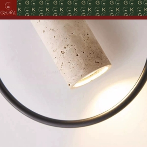 Applique murale de chevet GOLDKING moderne pour chambre à coucher, anneau noir, cylindre en travertin beige, OEM ODM, directement de l'usine - Product Image 6