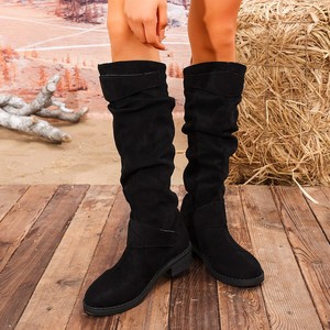 2025 automne hiver dames mode bottes nouveau transfrontalier grande <span class=keywords><strong>taille</strong></span> couleur unie talon épais sans lacet fermeture daim ceinture boucle - Product Image 4