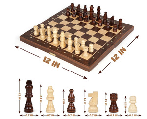 Set di <span class=keywords><strong>Scacchi</strong></span> di Lusso <span class=keywords><strong>in</strong></span> <span class=keywords><strong>Legno</strong></span> Massello, Pezzi Splendidamente Lucidati, Scacchiera Pieghevole per Collezioni e Esposizioni di Alta Gamma - Product Image 1