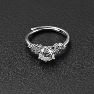 Anillo Ajustable de Moissanita Redonda de 1CT y 6.5MM, D VVS1, Chapado en Oro de 18K, Joyería de Boda Solitaria para Mujer, Venta al Por Mayor, Personalizado - Product Image 1