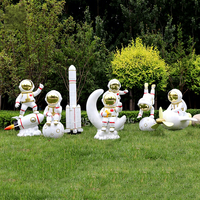 Statue d'astronaute décorative d'extérieur en fibre de verre, ensemble de figurines spatiales en résine