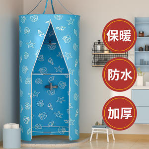 Tente de douche pliable en polyester imperméable, ronde, pour adulte, avec entrée zippée et anneaux de support - Product Image 4