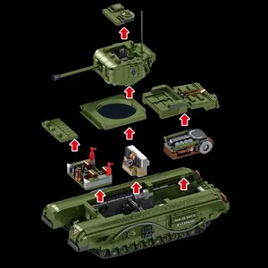 Panlos 632014 WW2 Modèle de char d'infanterie Churchill Collection de modèles de briques Jouets pour enfants Cadeaux 1825 pièces Ensembles de blocs de construction - Product Image 4