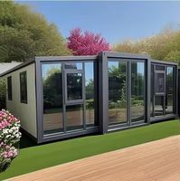 Maison Conteneur Modulaire Préfabriquée Extensible en Acier et Bois de 40 pieds, Respirante et Contemporaine, avec Cuisine, Entrée et Atelier - Maison de 2 à 4 Chambres