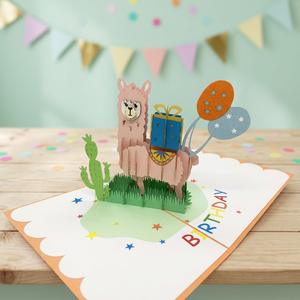 Tarjeta Pop-up 3D con Impresión Offset, Diseño de Llama, Hecha a Mano en Vietnam, Regalos y Decoraciones de Moda con Diseño Animal Personalizado - Product Image 1
