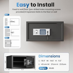 Caja de Seguridad de 1.0 Pies Cúbicos con Cerradura para Dinero, Joyas, Documentos y Armas, Caja Fuerte Digital para Oficina, Hotel y Uso Personal - Product Image 6