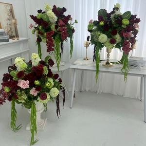 Bouquet de fleurs artificielles en soie, roses blanches et roses, hortensias en cascade, 40-70 fleurs, pour centre de table de mariage, décoration florale, fournisseur - Product Image 2