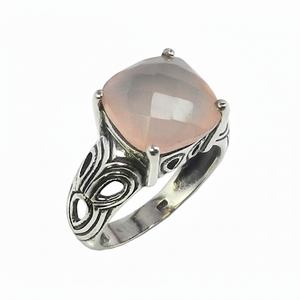 Hermoso anillo de piedras preciosas de cuarzo rosa, joyería de plata de ley 925 sólida, hermosa joyería de lujo, anillos Eternity Vermeil - Product Image 1