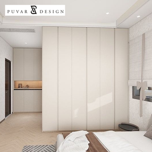 Armoire sur mesure à 6 portes, du <span class=keywords><strong>sol</strong></span> au plafond, sans poignées, meuble de rangement moderne pour chambre à coucher - Product Image 1