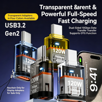 120W Transparent USB 3.2/Gen2 Dual-sided 10GB Data Transfer Computer Mobile Phone OTG Adapter