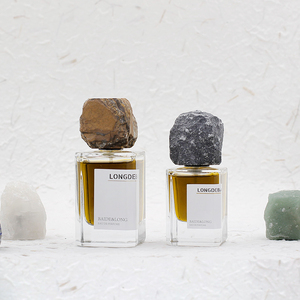 Custom Blue Glass <b>Perfume</b> <b>Bottle</b> 30ml 50ml 100ml Empty square Glass <b>Perfume</b> <b>Bottle</b> Frosted <b>Perfume</b> <b>Bottle</b> with Stone Lid - Product Image 3