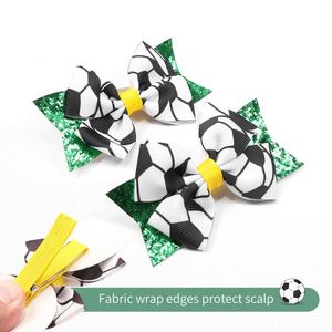 YUSE SG-7 Pince à cheveux imprimée football européen et américain, mignonne, en plastique pailleté, pour le sport, 9,5x8cm, pour filles, usage domestique, pour les fans - Product Image 3