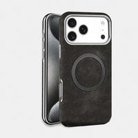 Étui de téléphone magnétique électroplaqué en cuir anti-chute C0245 pour iPhone 17 Air 18 Pro Max 16 15 14 13 12 Pro