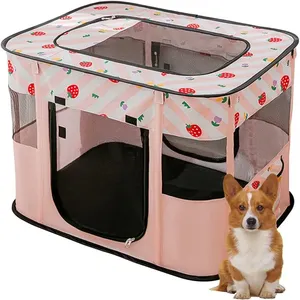 Foldable Pet Pen Dog Crate Portable <strong>Playpen</strong> for Dog <strong>Puppy</strong> Cats Top Removable Zipper Mesh Dog Cat Tent Kennel with Carrying Bag - Product Image 1