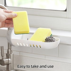 Plastic Faucet Organizer Bathroom Sundries Soap Rag Hook <b>Rack</b> Supply Organizer Kitchen Sink Storage <b>Rack</b> with Drain <b>Shelf</b> - Product Image 5