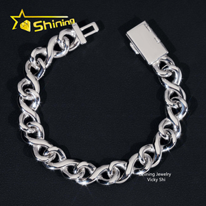 Bracciale cubano Moissanite 925 in argento Sterling ghiacciato misto colore infinito Moissanite - Product Image 6