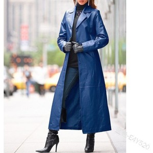 Women's Buttons <b>Leather</b> Long <b>Coat</b> Slim Slim Large Size <b>Leather</b> <b>Trench</b> <b>Coats</b> - Product Image 6