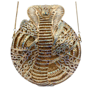 Bolso de Noche Brillante con Pedrería Redonda de Cobra para Mujer, Cartera de Mano Deslumbrante con Cristales de Serpiente para Cenas y Fiestas Nocturnas - Product Image 4