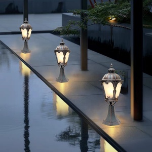 Avrupa Retro tarzı açık LED avlu ışık IP65 su geçirmez siyah/antika bronz Villa peyzaj ışığı elektrik güç - Product Image 3