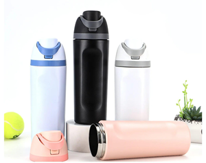 Bouteille d'eau isotherme en acier inoxydable 24/32 oz avec paille, sans BPA, colorée et moderne pour la maison et le sport - Product Image 6